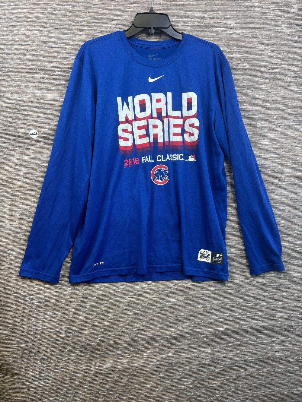 Chicago Cubs Shirt Mens Size XL Blue MLB Baseball Nike Dri Fit 2016 World Series